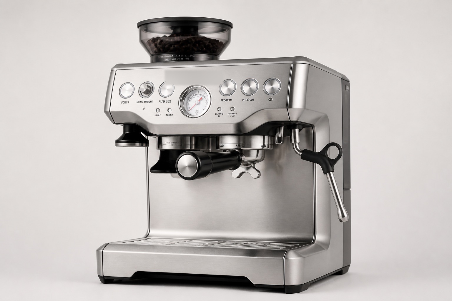 Cafetera espresso moderna sobre fondo de estudio