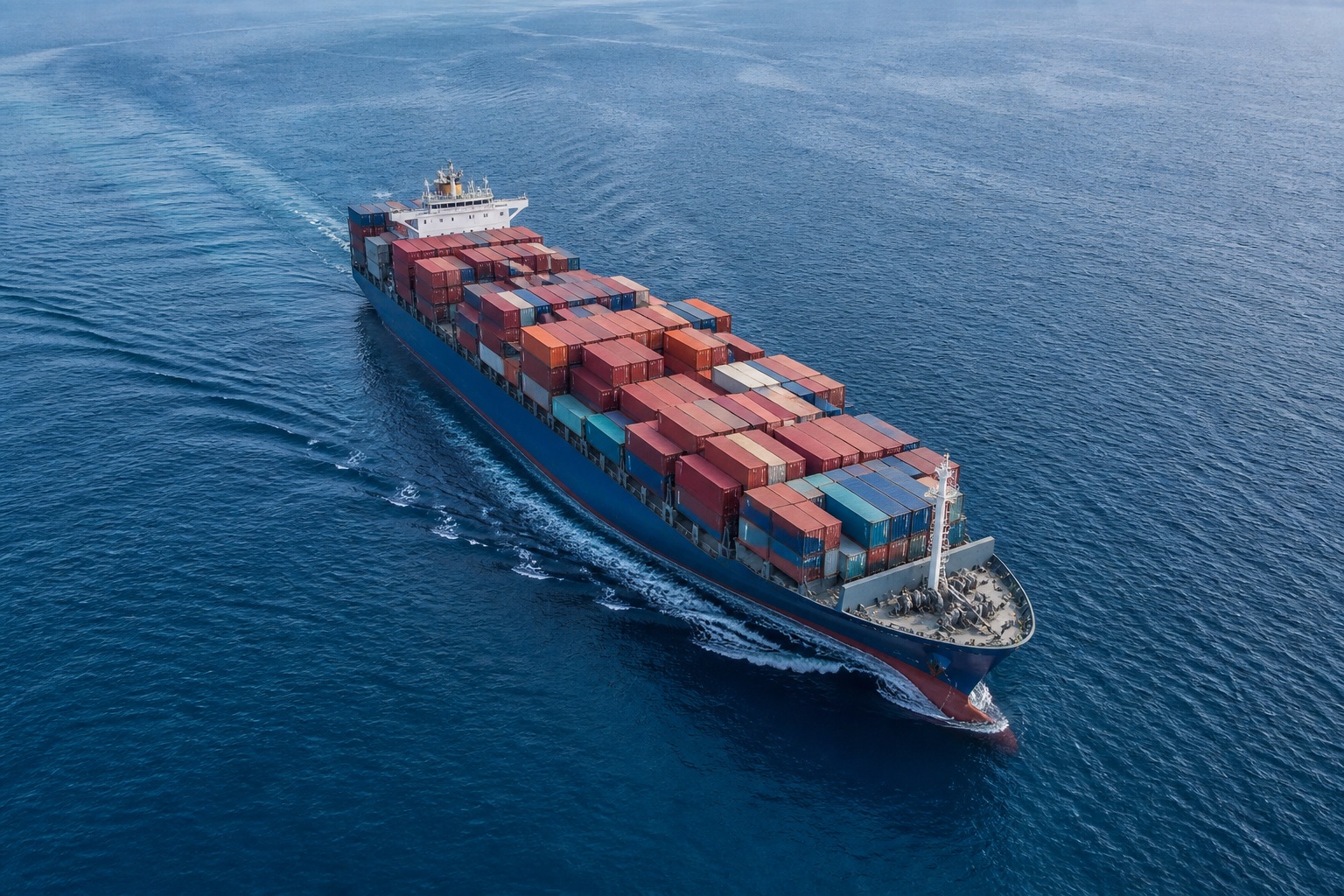 Buque de carga con contenedores en alta mar